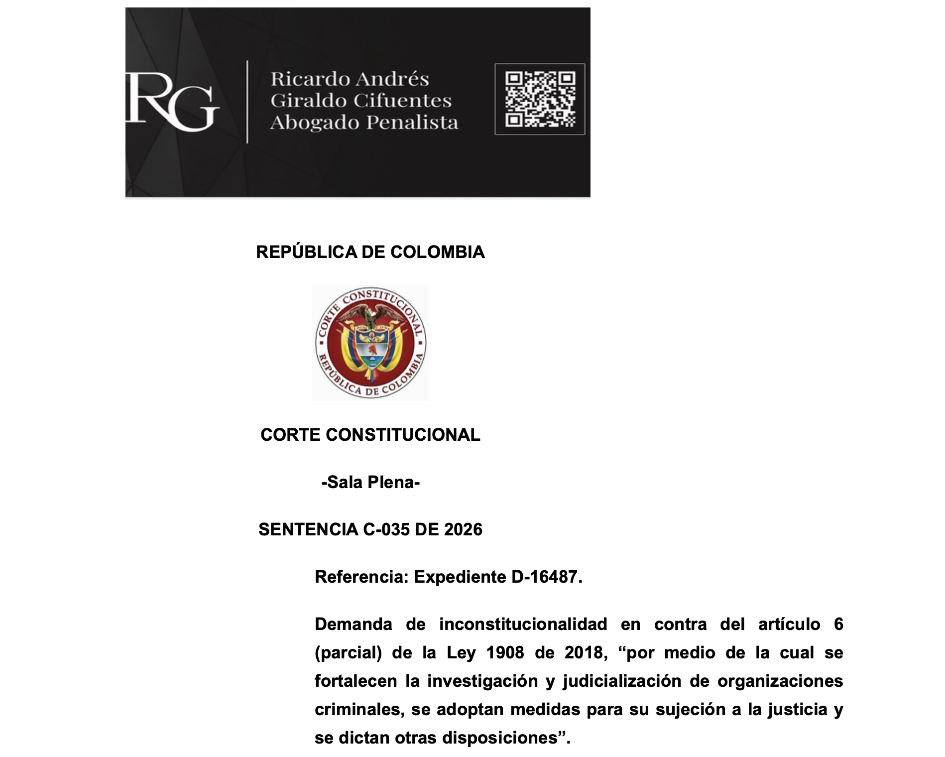 La Corte Constitucional protege la presunción de inocencia: Inconstitucionalidad del deber de los abogados de probar el origen lícito de sus honorarios
